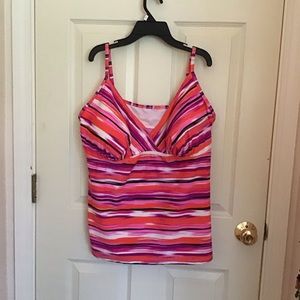 Tankini Swimsuit top striped pattern multi colored
